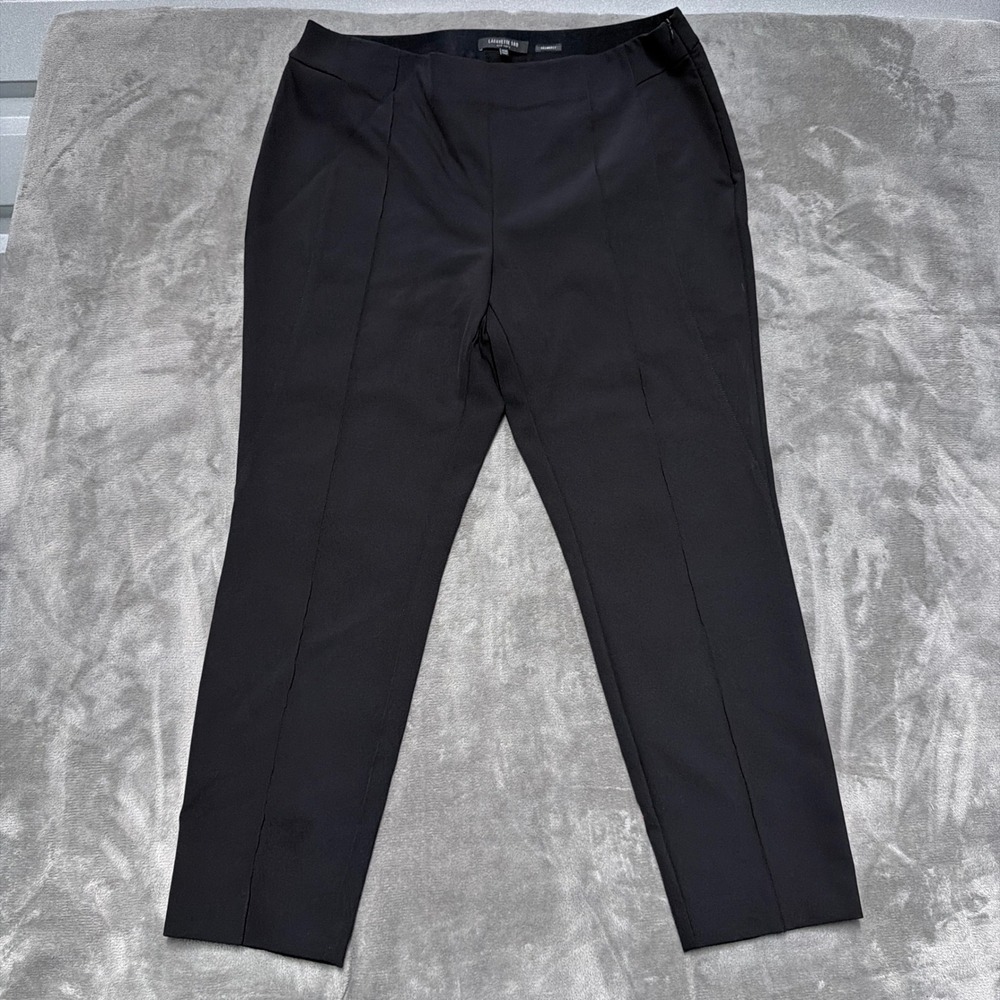 Lafayette 148 Gramercy Pants Womens 14W Black Pintuck Stretch Side Zip Trousers